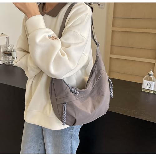 Image of Crescent Shoulder Bag Nylon Crossbody Bag for Women Nylon Hobo Bags Slouchy Sling Purse Dumpling Bags