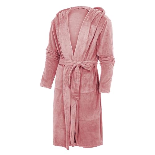 Robes For Men With Hood Bathrobe Hooded Robe Breathable Winter Casual Sleepwear Long Pajamas Loungewear With Pocket2