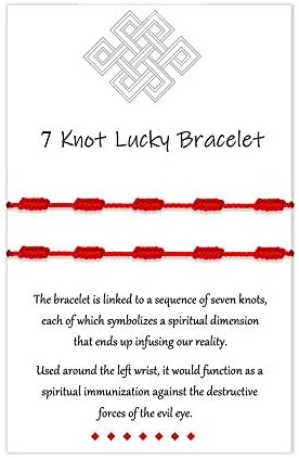 UNGENT THEM 7 Knots Red Bracelet Kabbalah Protection Amulet Thread String Good Luck Ojo Ankle Bracelets for Women Men Girls Boys Family Friends, 7 knot, Nylon
