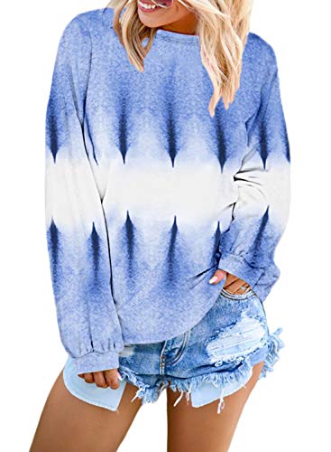 Eytino Women Crew Neck Colorblock Tie Dye Long Sleeve Lightweight Sweatshirt Hoodie Tops,XX-Large