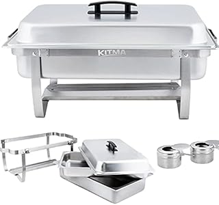 8QT Chafing Dish Buffet Set - Food Warmer for Parties Buffets - Buffet Servers and Warmers with Full Size Steam Pans and Folding Frame - Warming Tray