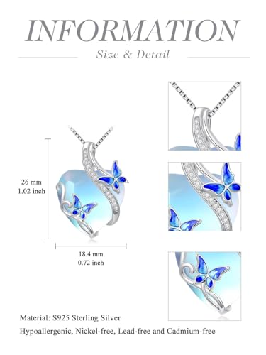 OCJ Dragonfly/Butterlfy/Bee/Sea Turtle Necklace for Women 925 Sterling Silver Moonstone Pendant Necklace Heart Animal Jewelry Gifts for Women4