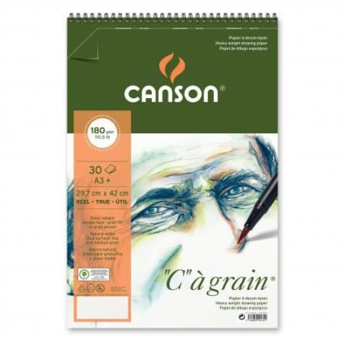 Lot de 5 Album spiralé 30 feuilles "C" à grain® A3 180g/m², grain fin blanc naturel