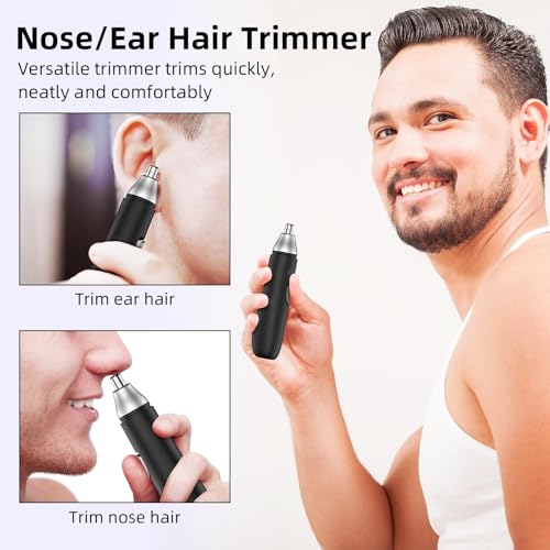 Nasenhaartrimmer Nasen und Ohrenhaartrimmer Augenbrauen-Lippenhaare Schmerzloser Epilierer Gesichtshaarentferner für Männer und Frauen (Schwarz) 2