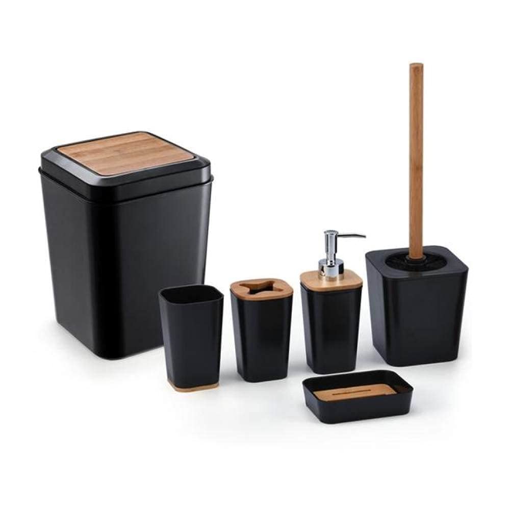 Juego de 6 accesorios de baño negros BPO 2706 con dispensador y jabonera