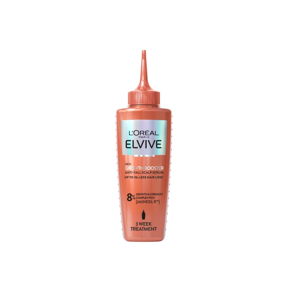 L'Oreal Paris Elvive Growth Booster Scalp Serum, Anti Hair Loss Scalp Treatment, with Aminexil, Nianimacide and Ginger Extract, Reduces Hair Loss, 102ml