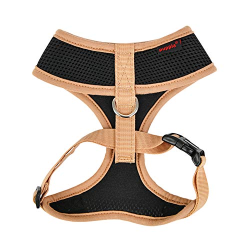 Puppia Soft Harness II - Weiches Hundegeschirr für kleine und mittelgroße Hunde - sehr komfortabel und verstellbar, Schwarz, S