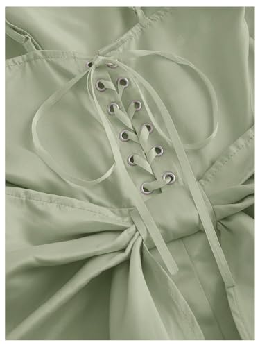 Image of WDIRARA Women's Satin Bow Homecoming Dresses Spaghetti Strap Wedding Guest Gown Summer Mini Dress