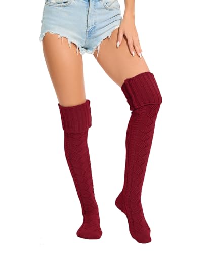 Leoparts Knitted Thigh High Socks for Women Extra Long Over the Knee Stockings Winter Leg Warmers - Thumbnail 6