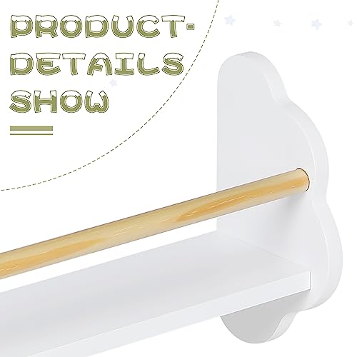 WOLTU WOLTU Bücherregal Kinder Wand 3er Set, Wandregal Kinderzimmer, Kinderregal für Buchaufbewahrung, aus Kiefernholz MDF, für Kinderzimmer Spielzimmer, Weiß - Zusatzansicht 4 | Kinderzimmermöbel