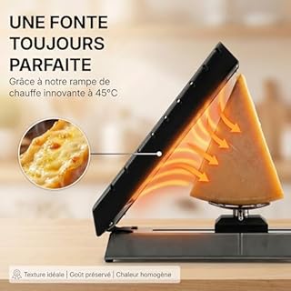 Appareil à Raclette Traditionnel Compact-Pro Louis Tellier - 1 à 4 personnes - 600W - Rampe de chauffe inclinée à 45° - Support-fromage pivotant, ajustable et coulissant - 1/6 à 1/4 de meule