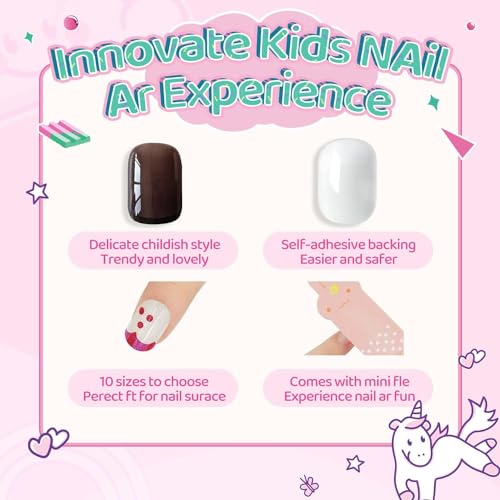 144 Stück Aufklebbare Nägel Für Kinder Acryl Falsche Nägel Vorglueckliche Vollabdeckung Glitzer Farbverlauf Herz Katze Kurze Falsche Nagelkunst Kits Sets Valentinstagsgeschenke Für Kinder Mädchen