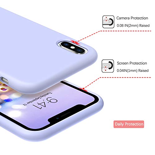 Iphone Xs Case Iphone X Case Liquid Silicone Guagua Soft Gel Rubber Slim Lightweight Microfiber Lining Cushion Texture Cover Shockproof Protective Anti-Scratch Phone Cases For Iphone Xs/X Lilac Purple #TOP3