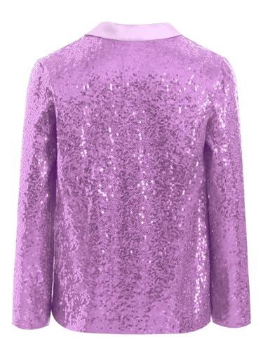 Hularka Kids Girls Sparkle Sequins Long Sleeve Blazer Jacket Wedding Evening Party Dance Button Down Formal Dress Suit4