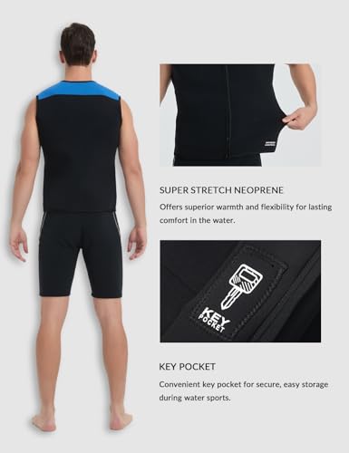 Lemorecn Mens Wetsuit Top Premium Neoprene 3mm Zipper Wetsuit Vest miniatura 4