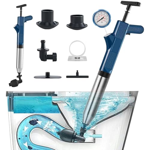 High Pressure Air Drain Unblocker with 5 Adapters