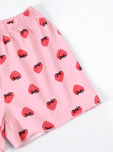 Image of Girls' 2 Piece Outfits Summer Sleeveless Cami Top and Casual Shorts Sets Pink 13-14Y