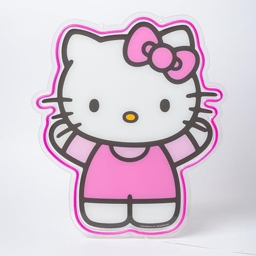 Image of Silver Buffalo Sanrio Hello Kitty LED Neon Light Die Cut Acrylic Wall Art, 16 inchx19 inch