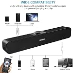 Computer Lautsprecher, 2.0 Bar Lautsprecher, PC Soundbar Hi-Fi Stereo Sound, USB Betrieb, Computer Lautsprecher für PC, Monitor, Laptop, Musik, Ps5, Ipad, Tablet, Smartphone – Bild 2