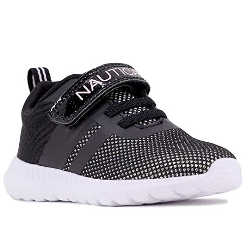 Nautica Kids Girls Fashion Sneaker Athletic Running Shoe with Stap for Toddler and Little Kids-Towhee-Black Iridescent Potpourri-12