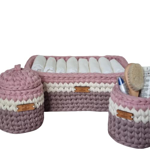 Canastilla bebe guarda pañales crochet rosa- regalos babyshower - cocoandnude