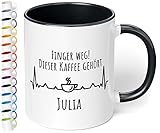 True Statements Tasse Finger weg Dieser Kaffee gehört Wunschname personalisiert - personalisierte Kaffeetasse mit Wunsch-Name - spülmaschinenfest - tolles Geschenk zu Weihnachten, innen schwarz