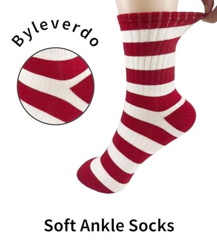 Image of Womens Ribbed Knit Socks Cotton Athletic Running Casual Crew Socks