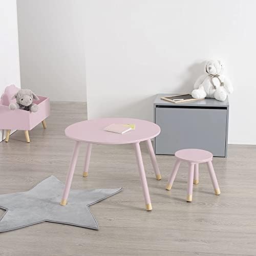 Atmosphera Wooden round table for children - Colour PINK