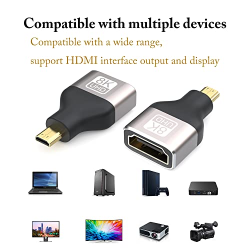 VMOJO 8K Micro HDMI to HDMI Adapter, Aluminium Micro HDMI Male to Standard HDMI Female Converter, Support 4K Video - Image 3