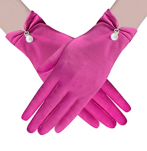 Gionforsy Floral Lace Gloves for Bridal Elegant Short Wrist Opera Gloves