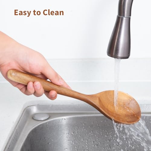 MornHalo 2PCS Acacia Wooden Spoons For Cooking 12-inch Smooth Finish Corner Spoon And Cooking Spoons-Comfortable Grip Wood Spoons for Cooking - Non-Stick Wooden Cooking Utensils by MornHalo - Image 6