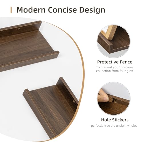 Acovy Picture Ledge Shelf, Wood Long Floating Shelves for Wall, Set of 2, 48 inch Picture Ledge Shelves, Photo Ledge Nursery Book Shelves Wall Mounted for Living Room Kids\' Room Bedroom, Color Walnut