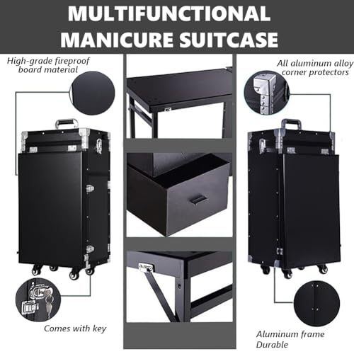 Table de manucure pliable grand format avec bureau d'ongles professionnel étendu