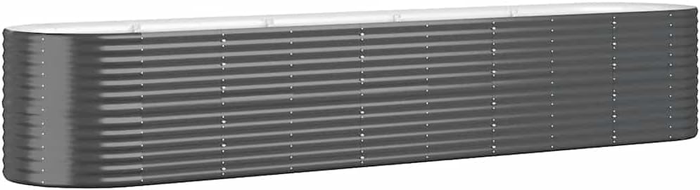 Large Oval Raised Garden Bed 145"x32"x27" Anthracite Powder-Coated Steel Raised Planter Box Outdoor for Patio Balcony Yard Herb Veggie Flower Growing