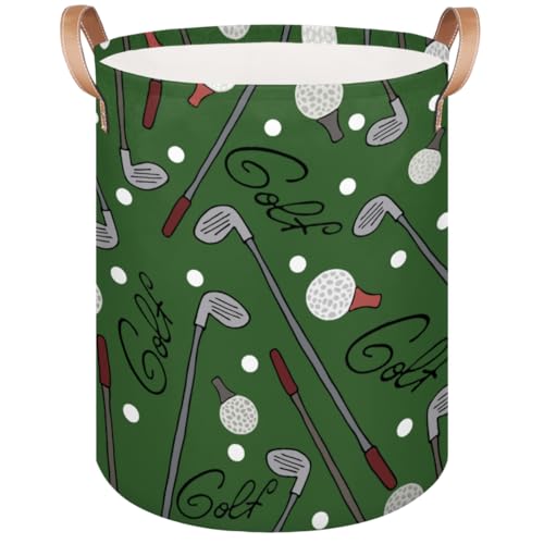 Image of YoCosy Large Laundry Basket Collapsible Laundry Hamper Cartoon Green Golf Ball Sport Laundry Bag with Handles Tall Clothes Hamper Toys Storage Basket Bin for Nursery College Dorm (70L)