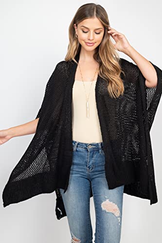 Image of RIAH FASHION Bohemian Sequin Glitter Shawl Wrap Poncho - Kimono Cardigan, Sparkly Metallic Mesh Scarf, Open Knit Crochet