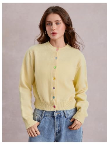 Image of SOLY HUX Women's Button Down Cropped Lightweight Cardigan Sweater | Cute Fall Fashion, 2026