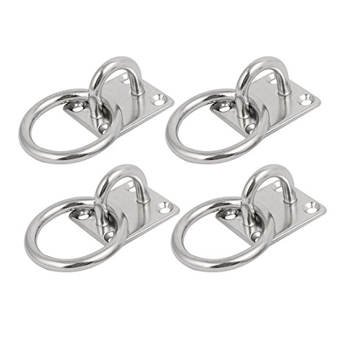 Aexit 304 Stainless Home hardware Steel 6mm Thickness Ring Square Shape Fixed Pad Eye Plate 4pcs Model:97as650qo599