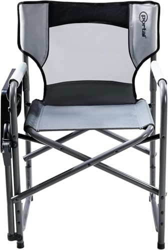 Portal Director Camping Chair with Rotating Side Table, Supports Up to 300 lb, Gray Color - Image 11