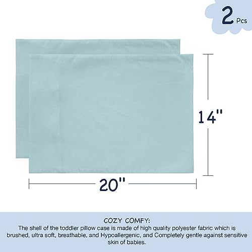 Image of EXQ Home Toddler Pillowcases 13x18 Travel Pillow Case Set of 2, Small Pillow Case Fits Baby Pillow Sized 12x16, 13x18, Kids Pillowcases 2 Pack Machine Washable (Blue Coral)