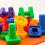 Skoolzy Plastic Nuts and Bolts 24 Piece Set - 6 pk - Kids Nuts and Bolts - Toddler Engineering Toys for 1-3 - Screw Toys for Toddlers with ebook