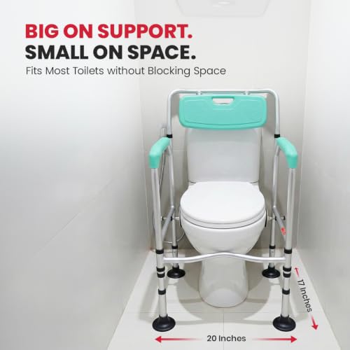 Image of AGEasy (Max Group) Toilet Frame | Height & Width Adjustable | Armrests & Backrest for Ultimate Comfort | Fits All Commode Types | Durable Support for Seniors & Post-Surgery Care | 1-Year Warranty