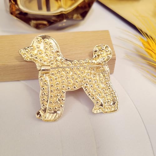 Image of Rhinestone Gold Dog Brooch Pins for Women Cute Puppy Lapel Pin Animal Costume Jewelry Accessory Suit Collar Dress Jacket Festival Gift for Pet Lovers