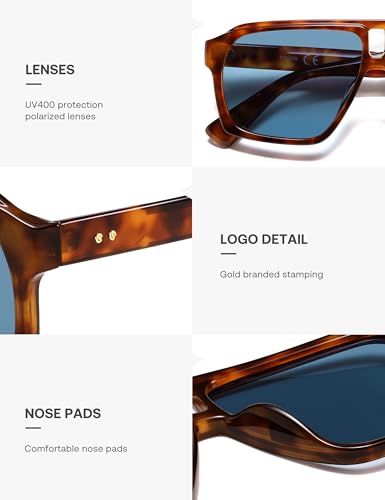 Image of SOJOS Trendy Polarized Aviator Sunglasses for Women Men,Fashion Square Aviators Shades Vintage Style UV400 Protected SJ2699