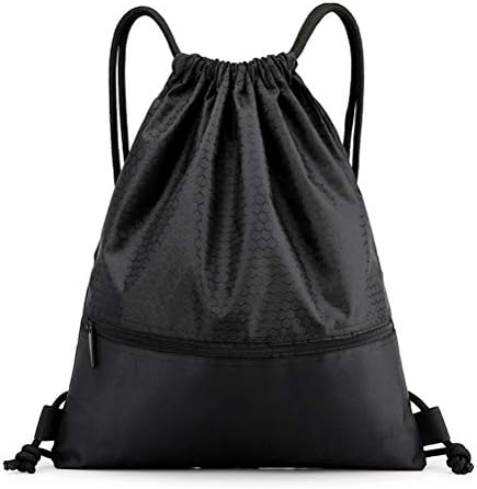 kuou String Swim PE Bag, Sport Gym Sack Drawstring Bag Waterproof Drawstring Sport Bag with Outside Zipper for Sports Beach Holidays Swimming Travel