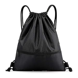 kuou String Swim PE Bag, Sport Gym Sack Drawstring Bag Waterproof Drawstring Sport Bag with Outside Zipper for Sports…