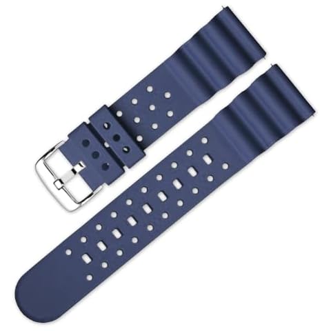 Narako Silicone Curved Line Watch Bands 20mm 22mm Quick Release Replacement Rubber Sport Watch Straps for Diving Watches (22mm, Navy) Cover