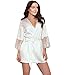 Produktbild Frauen Sexy Spitze Dessous Bademantel Nachtwäsche Brautjungfer Roben Unterwäsche Satin Robe Bademantel Nachtwäsche Vintage Peignoir Femme -White-1-M