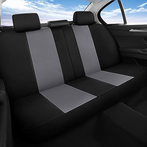 Pariitadin Waterproof Car Seat Covers Full Set, Neoprene Seat Covers for Cars, Universal Fit Interior Covers for Most Cars Sedan Van Truck SUV(Black/Gray) 2