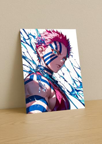 Image of NIJUKA Anime Printed A4 Size Metal sheet Poster For Home And Room Decoration | For Anime Art Fans Boys And Girls (Side Look Akaza)